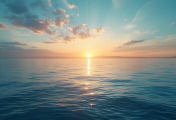 Obraz premium Golden Hues Embrace Tranquil Ocean Waters