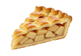 Slice of Golden Brown Crust Apple Pie Dessert with Transparent Background