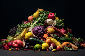 a pile of fruit and vegetables on a table