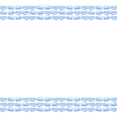 Hand drawn watercolor blue bows line frame border isolated on white background. Can be used for postcards, scrapbook, album and other printed products.