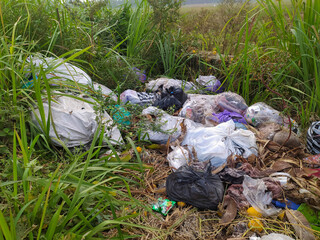 View of piles of garbage dumped carelessly.