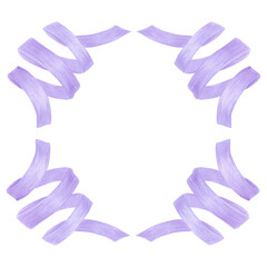 Blue wavy ribbon frame border, hand drawn watercolor illustration isolated on white background. Template for greeting card or invitation, postcards and other printed products.