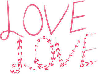 Written love word valentine day and holidays, vector illustration