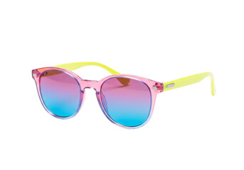 Sunglasses With Gradient Lenses Pink Yellow And Blue on Transparent Background