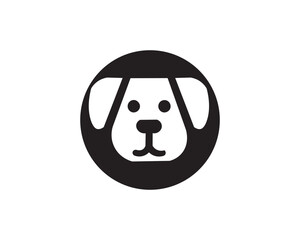 Minimalist dog face icon in circle for pet branding