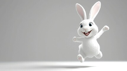 Obraz premium 3D render of joyful bunny jumping