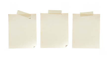 Three Old Grunge Texture Paper Adhesive Note Isolated Background