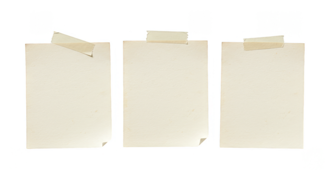 Three Old Grunge Texture Paper Adhesive Note Isolated Background