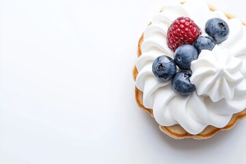 Delicious Creamy Tart with Fresh Berries and Whipped Cream Topping