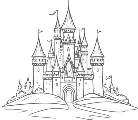 Fototapeta premium Magical Kingdom Hand-Drawn Sketch