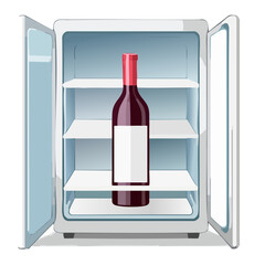 Wine bottle in fridge vector illustration