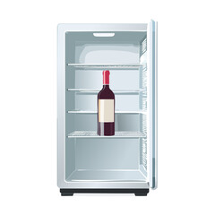 Wine bottle in refrigerator - a refreshing vector illustration