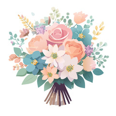 Delicate Pastel Floral Bouquet for Wedding, Valentine's Day