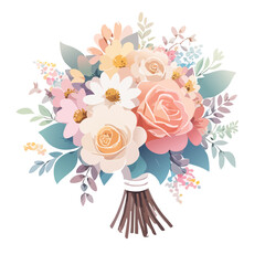 Pastel Flower Bouquet Illustration in Soft Tones