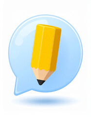 3d yellow pencil icon 