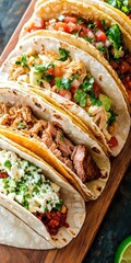 Colorful Assortment of Delicious Tacos with Fresh Ingredients