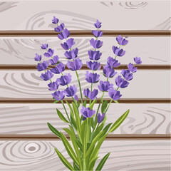 Elegant Lavender Bouquet on Weathered Wood Background