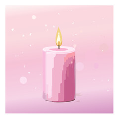 Pink Candle Illustration with Falling Petals in a Dreamy Aesthetic