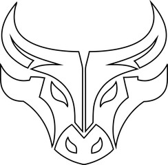Outline bull head vector, a masculine and dynamic logo for finance, power, or fitness brands.