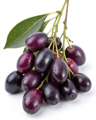 a high resulation png image of a bunch of jamun fruit.