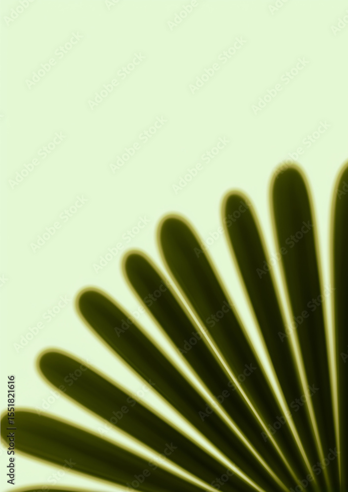 Poster olive green abstract lines creating a fan shape on light green background