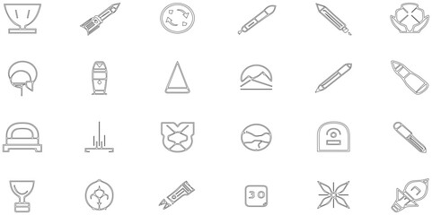 Set of icon about line nuclear weapon related to nuclear element radiation outline abstract background, seamless pattern modern icon set with geometric tecnology futuristic war weapon.