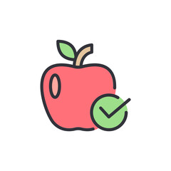 Red Apple With Check Mark Icon On Transparent Background