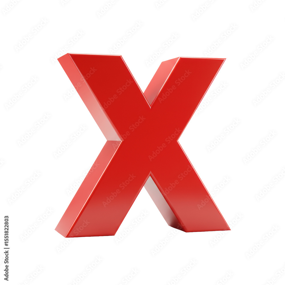 Aufkleber a bold, primary red, 3d volumetric letter 