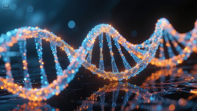 dna helix on black background - Powered by Adobe