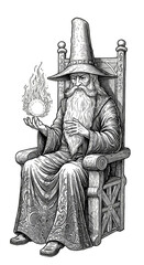 Wizard with Magic Flame Illustration Isolated Transparent Background