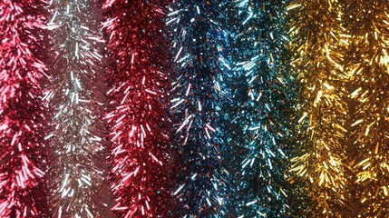 3D render of tinsel and glitter decorations
