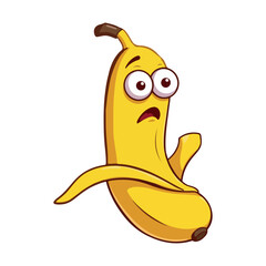 Funny Banana Cartoon Vector. Playful Yellow Fruit Mascot in white background