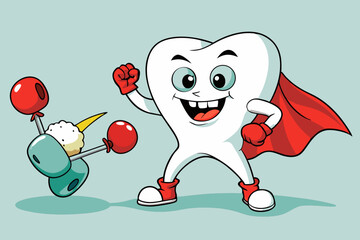 Super tooth fighting cartoon