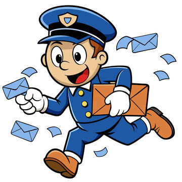 A mailman running around with his mails