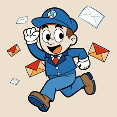 A mailman running around with his mails