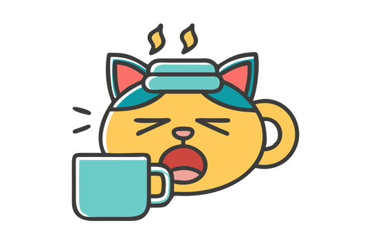 cat with a cup of coffee