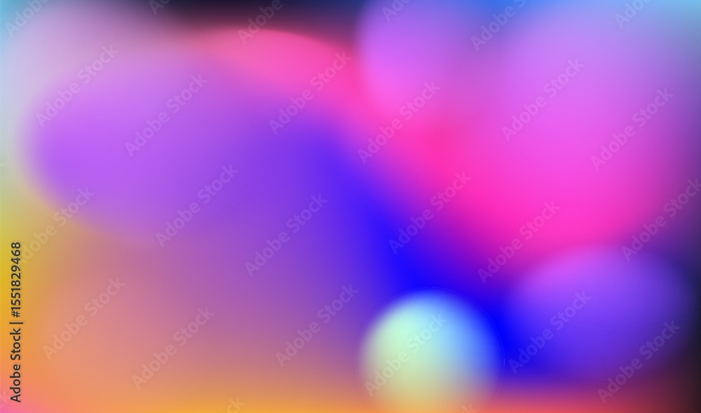 Poster abstract vector illustration in trendy “blurry gradients” style, featuring soft, rounded shapes in v