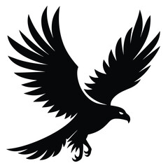 Silhouette of an eagle with outstretched wings in flight mode