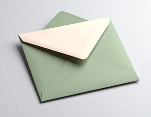 Olive Green Square Envelope with Beige Card and Light Pink String