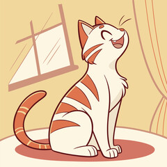 Set of cute cat with different emotions. illustration vector