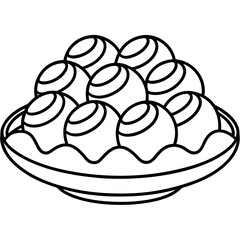 Minimal Dessert Plate Line Art