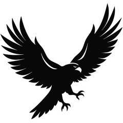 Obraz premium A silhouette of an eagle with its wings spread wide open flying