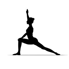 Fototapeta premium Elegant Black Silhouette of a Woman in a Graceful Dance Pose