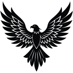 Obraz premium Stylized black and white eagle with wings spread wide open silhouette