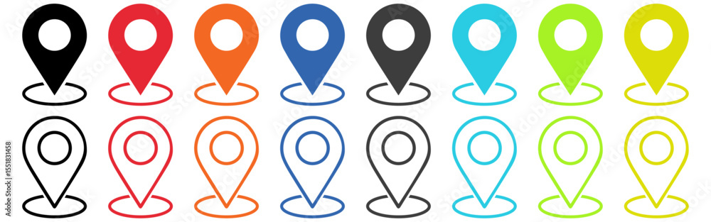 Aufkleber pin location icon. colorful map pointer. marker pointer. point of map. pin icon to mark location. fl