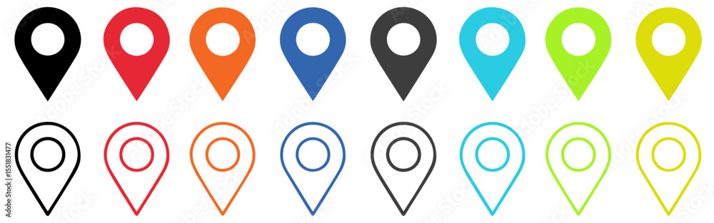 Poster pin location icon. colorful map pointer. marker pointer. point of map. pin icon to mark location. fl
