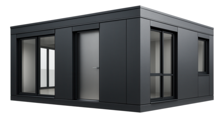 Prefab modular home with a quick assembly process for a fast urban development project.