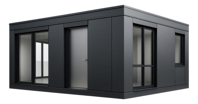 Prefab modular home with a quick assembly process for a fast urban development project.