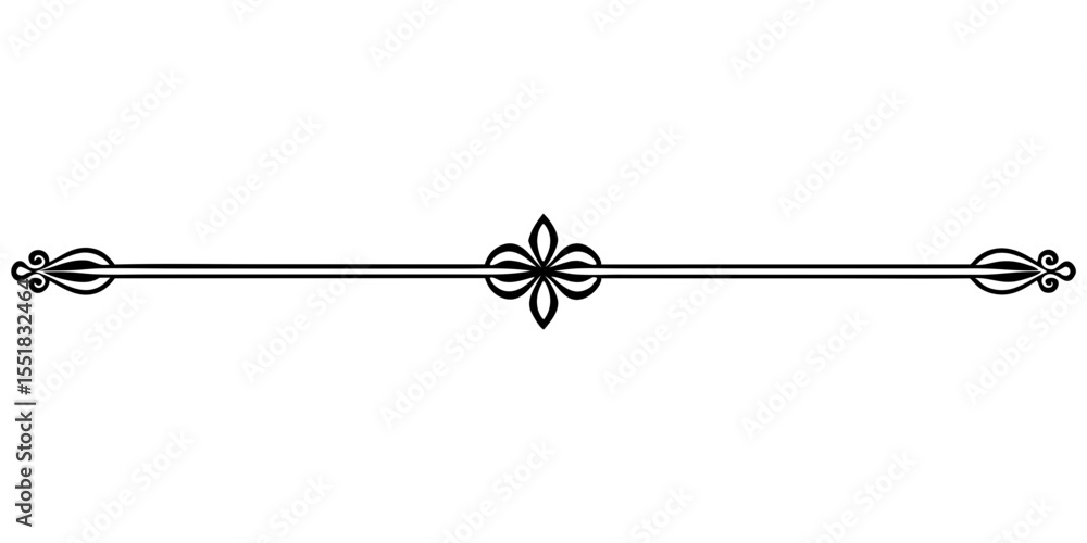 Poster decorative straight line vector divider for text and typography, isolated vector image on a transpar