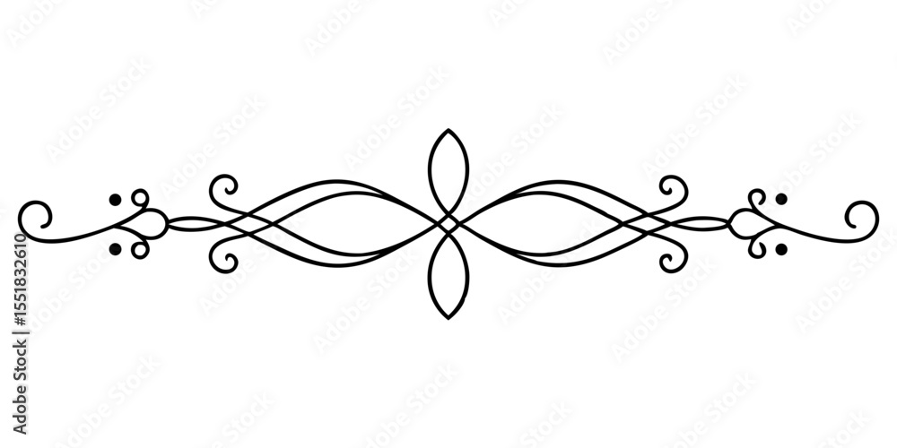 Aufkleber elegant symmetrical decorative divider for text and cards, isolated vector image on a transparent ba